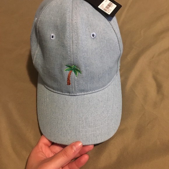 Forever 21 Light Blue Cap W/ Palm Tree Logo - Picture 4 of 5